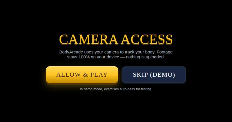 The in-game camera access screen with Allow and Skip buttons.